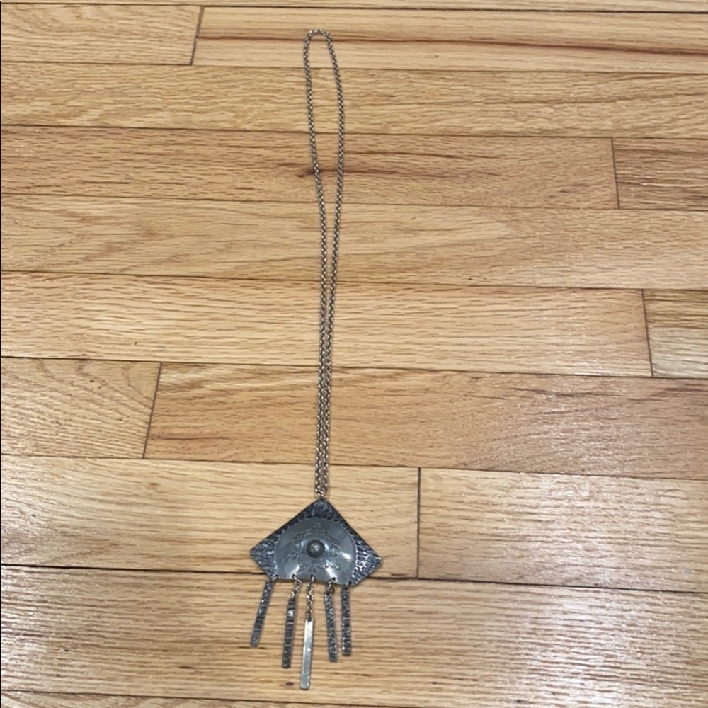 Pewter handmade silver long necklace piece